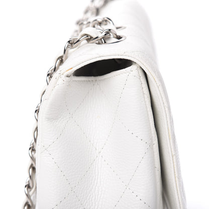 Chanel Caviar Quilted Jumbo Single Flap White 14 of 15