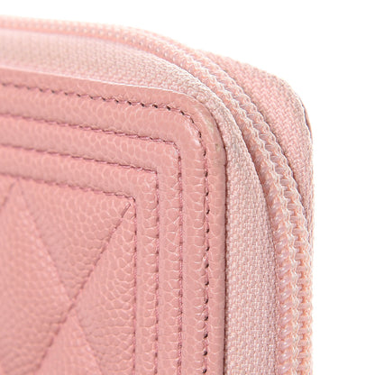 Chanel Caviar Quilted Boy Zip Around Coin Purse Wallet Light Pink 11 of 12