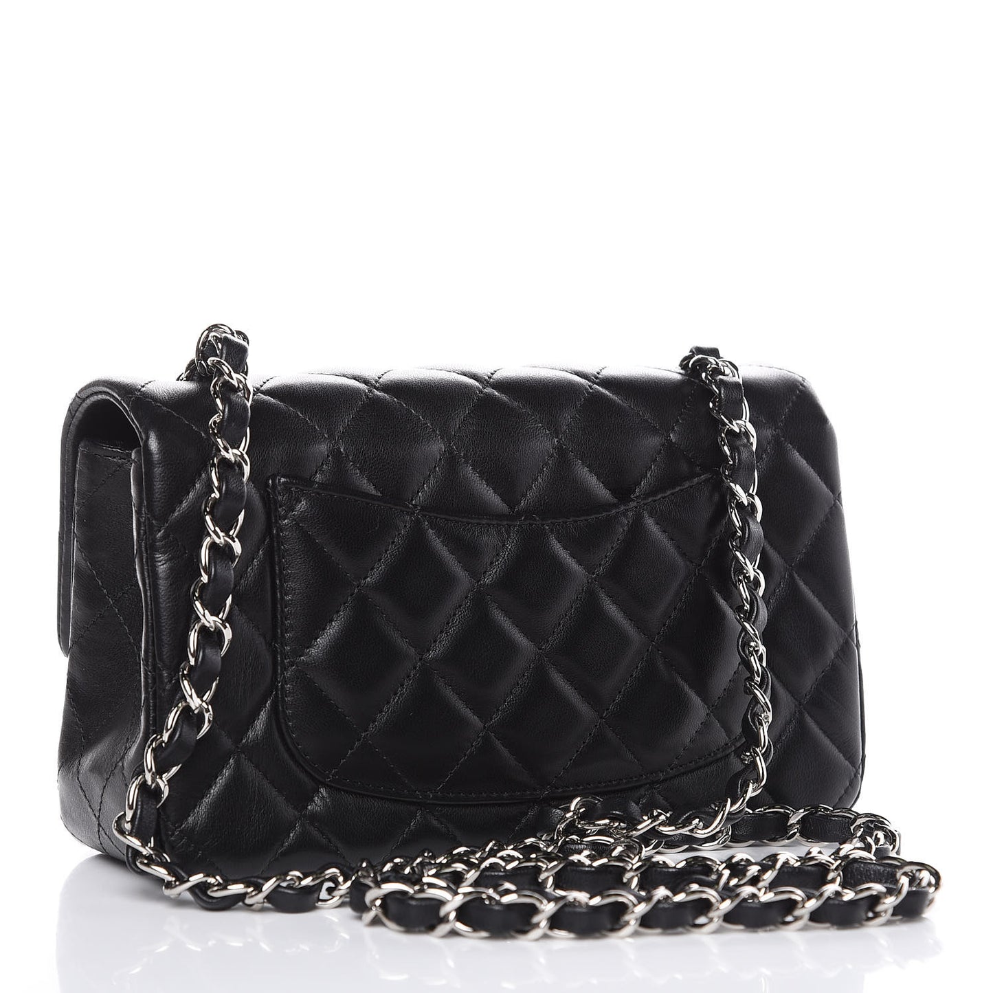 Lambskin Quilted Mini Rectangular Flap Black