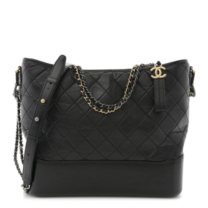 Chanel Aged Calfskin Quilted Large Gabrielle Hobo Black 1 of 13
