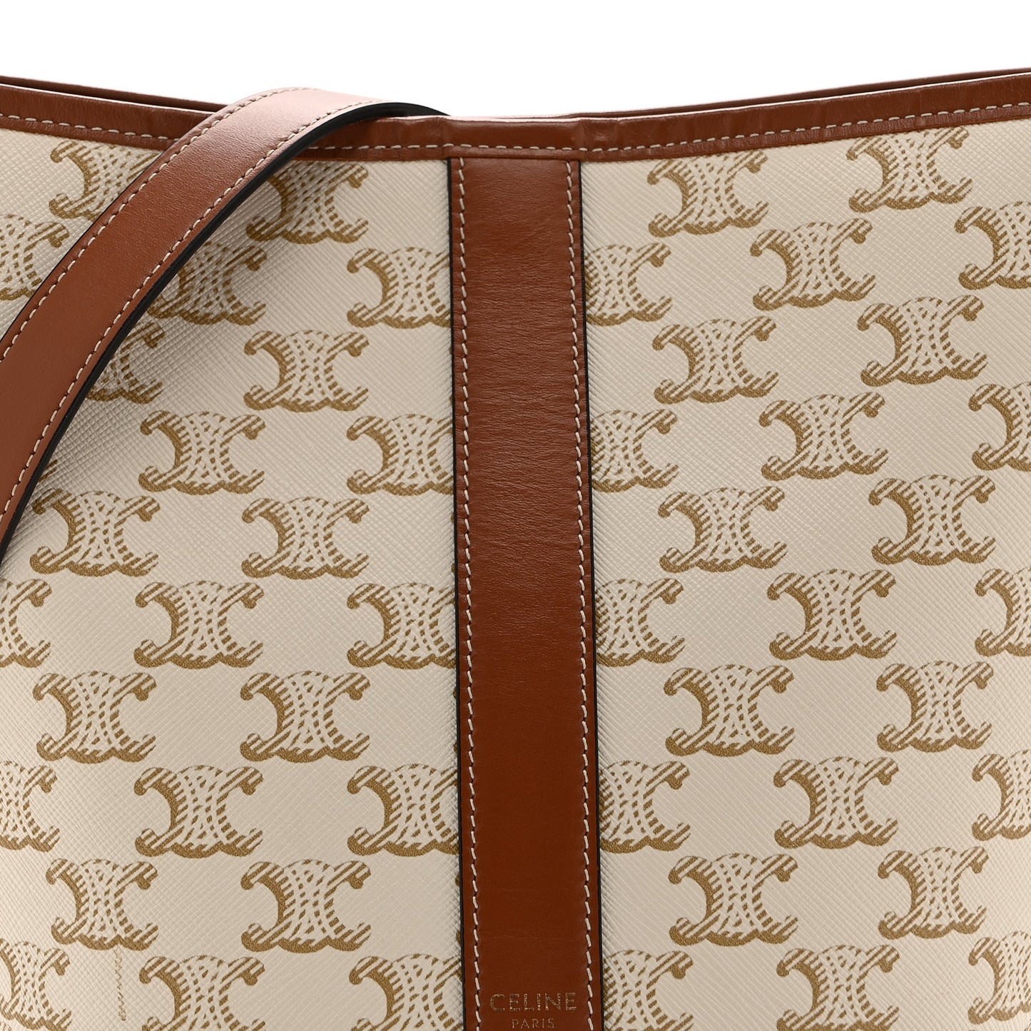 Triomphe Canvas Calfskin Small Bucket Bag White