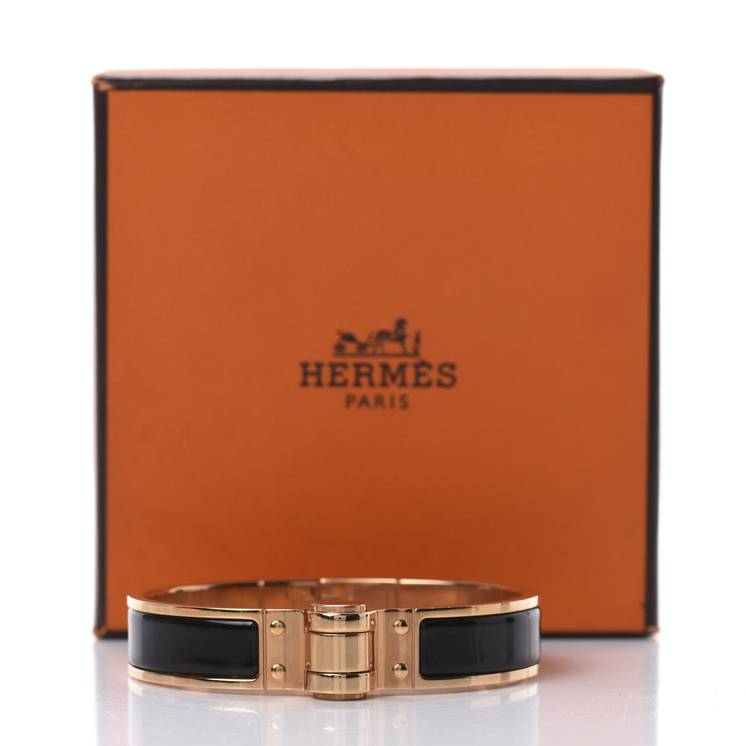 Hermes Enamel Charniere Uni Narrow Hinged Bracelet S Black 5 of 5