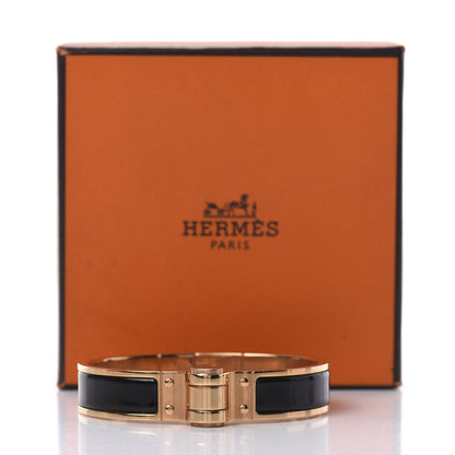 Hermes Enamel Charniere Uni Narrow Hinged Bracelet S Black 5 of 5