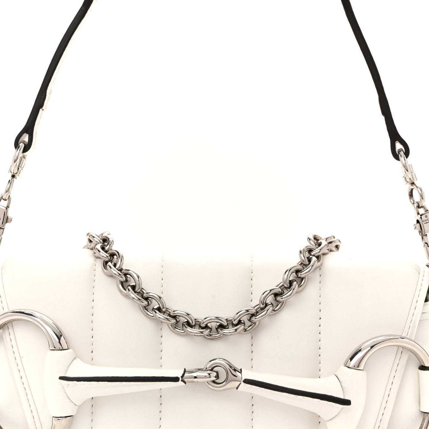 Nappa Vertical Matelasse Small Maxi Horsebit Chain Shoulder Bag Great White