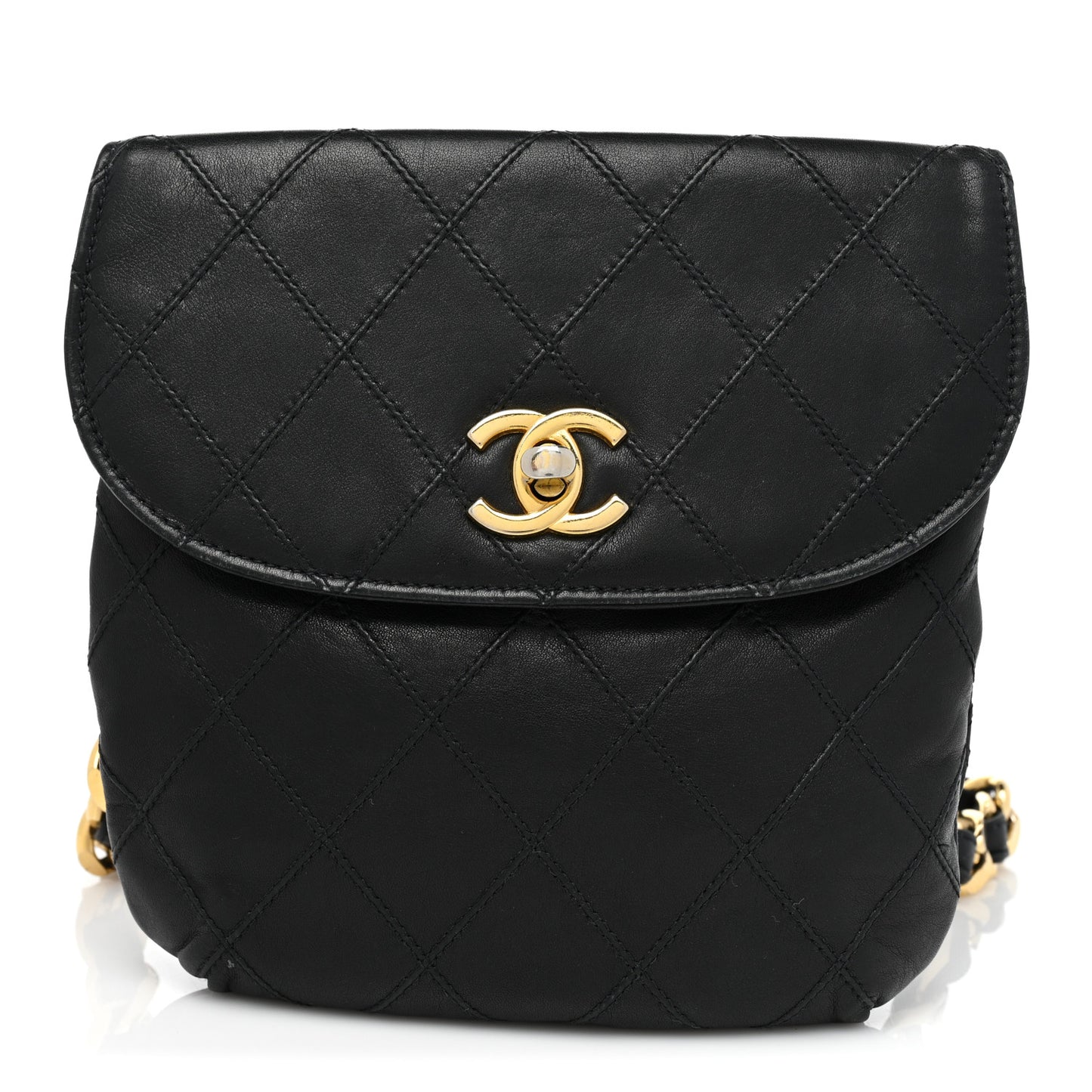 Lambskin Diamond Stitched Flap Waist Belt Bag 70 28 Black