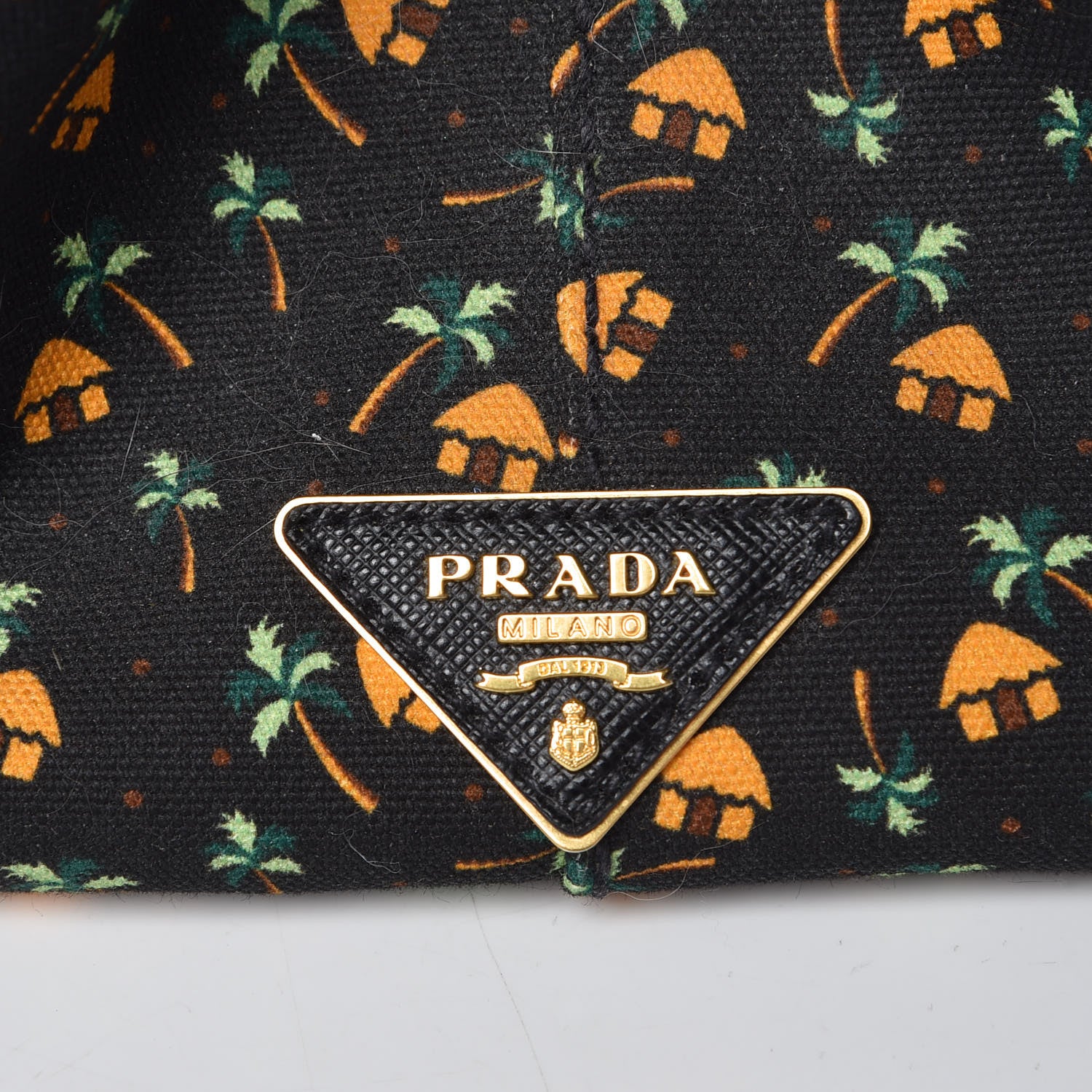 Prada Canapa Palm Tree Print Logo Tote Black 13 of 13