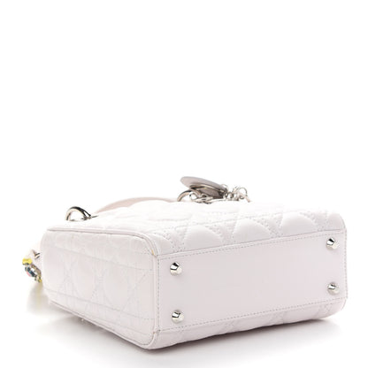 Christian Dior Lambskin Cannage Mini Lady Dior Crystal Strap Off White 3 of 7