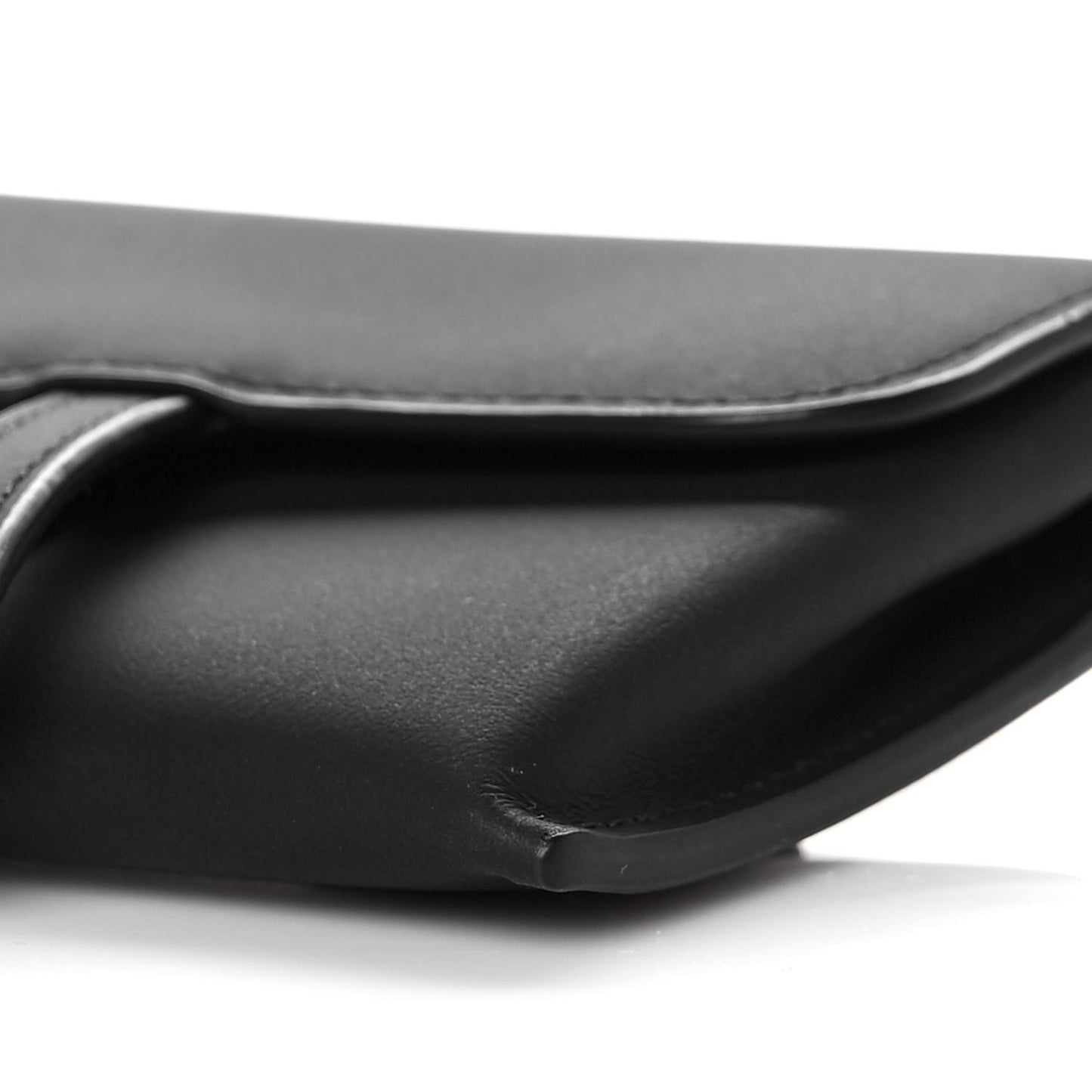 Ultra Matte Calfskin Nano Saddle Chain Pouch Black