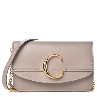 Chloe Calfskin Suede C Clutch With Chain Motty Grey 1 of 9