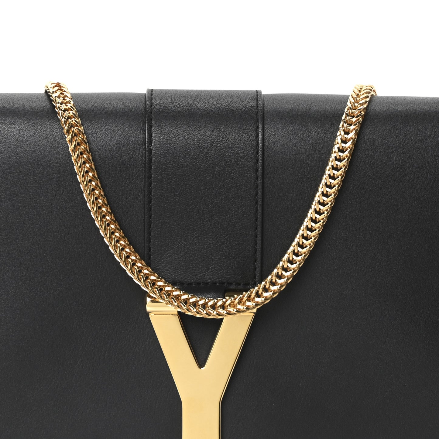 Calfskin Classic Y Ligne Chain Wallet Black