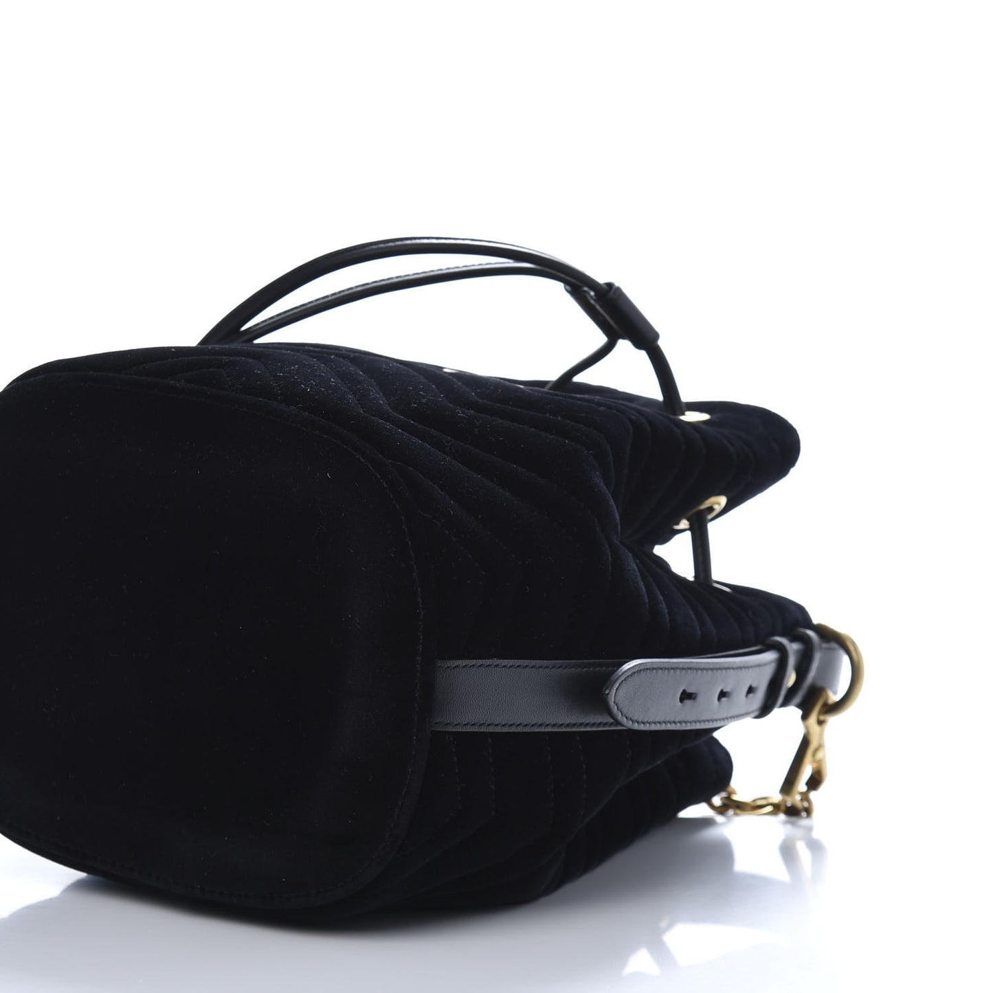 Velvet Matelasse GG Marmont Bucket Bag Black