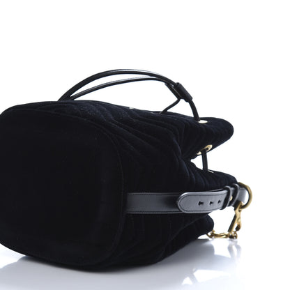 Gucci Velvet Matelasse GG Marmont Bucket Bag Black 8 of 12