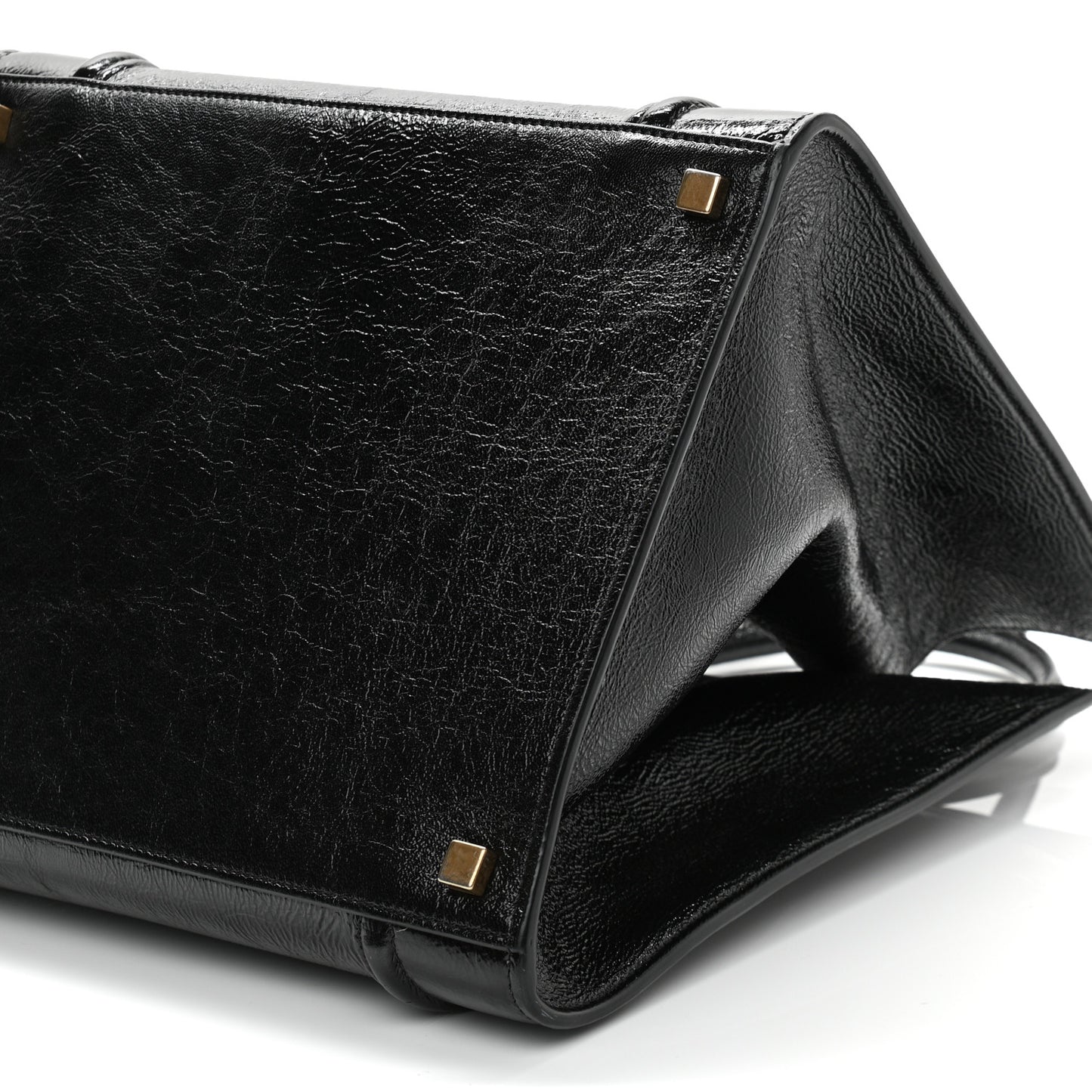 Crinkled Patent Calfskin Medium Phantom Luggage Black