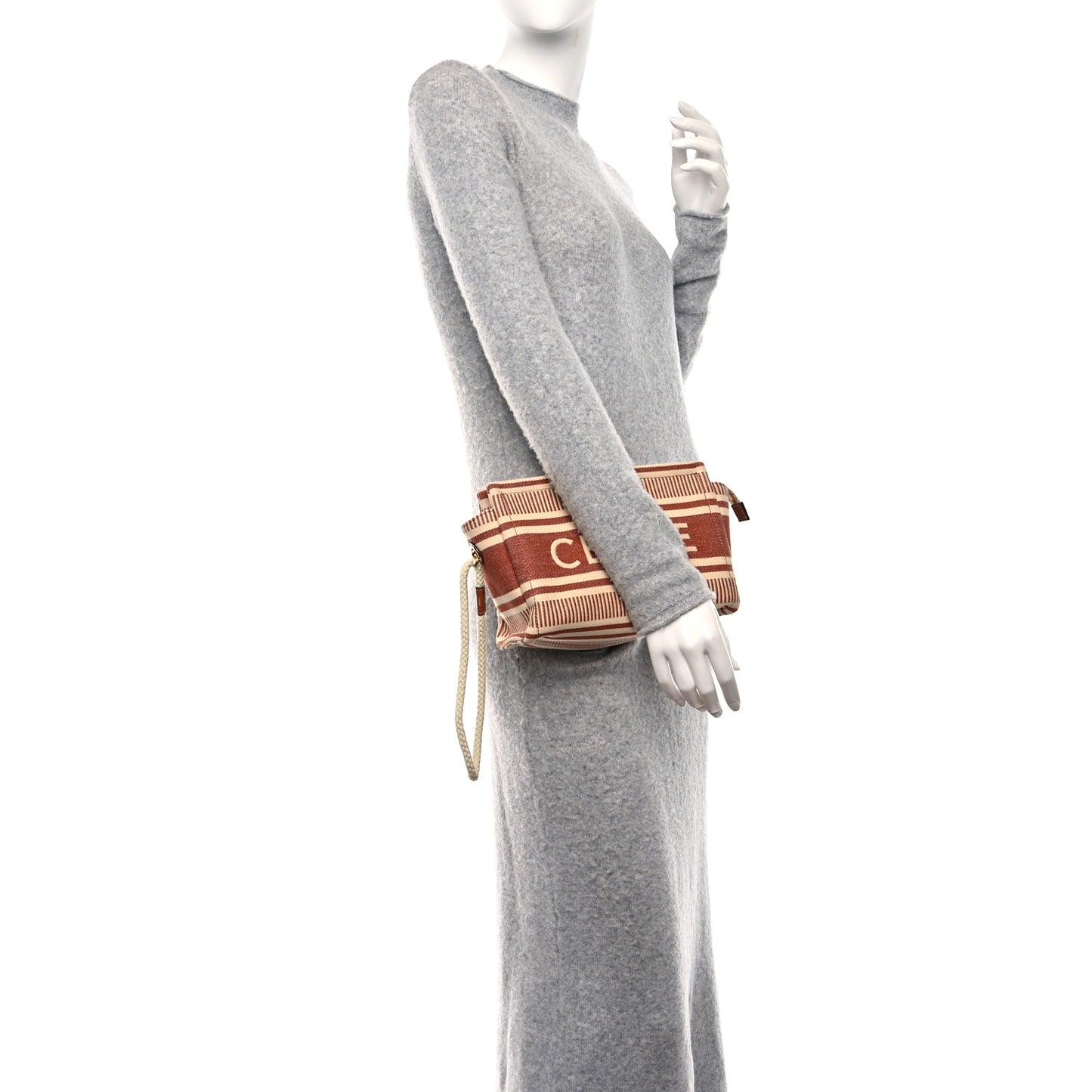 Textile Striped Logo Thais Pouch Sienna