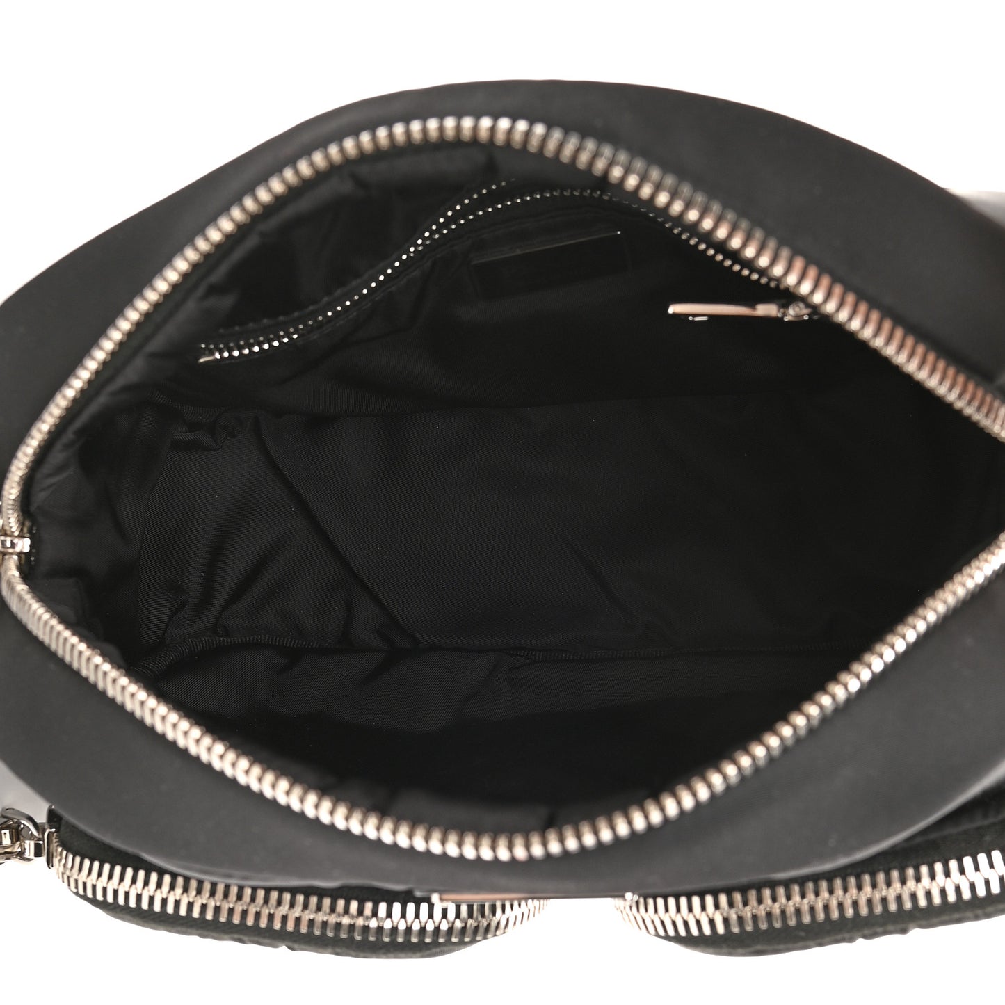 Tessuto Nylon Pocket Cargo Shoulder Bag Black White