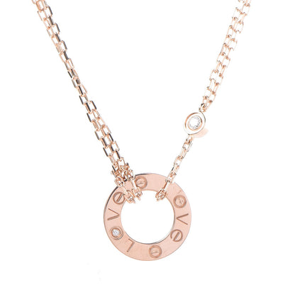 Cartier 18K Pink Gold 2 Diamond LOVE Necklace 4 of 7