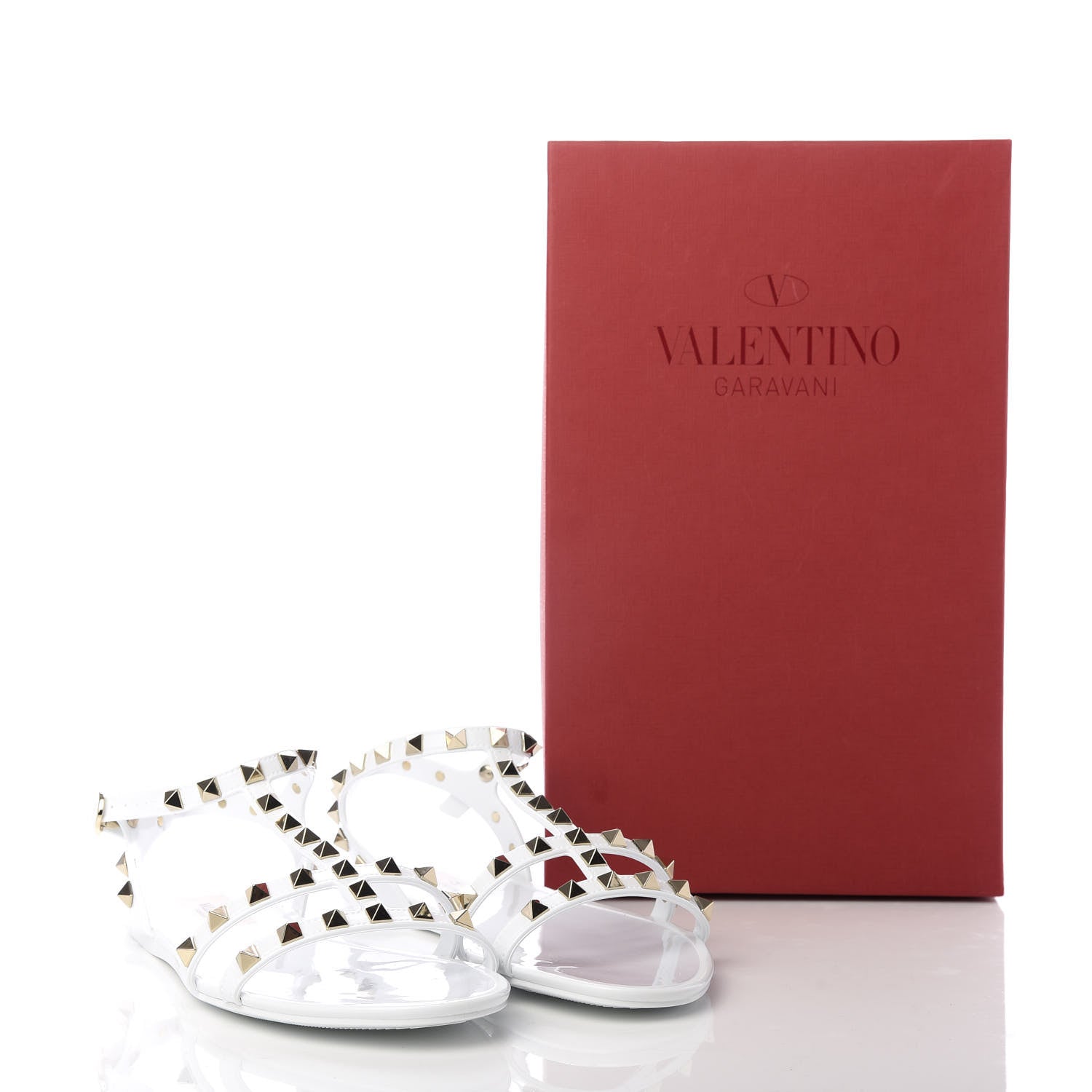 Valentino Garavani PVC Jelly Rockstud Caged Sandals 39 Optic White 11 of 11
