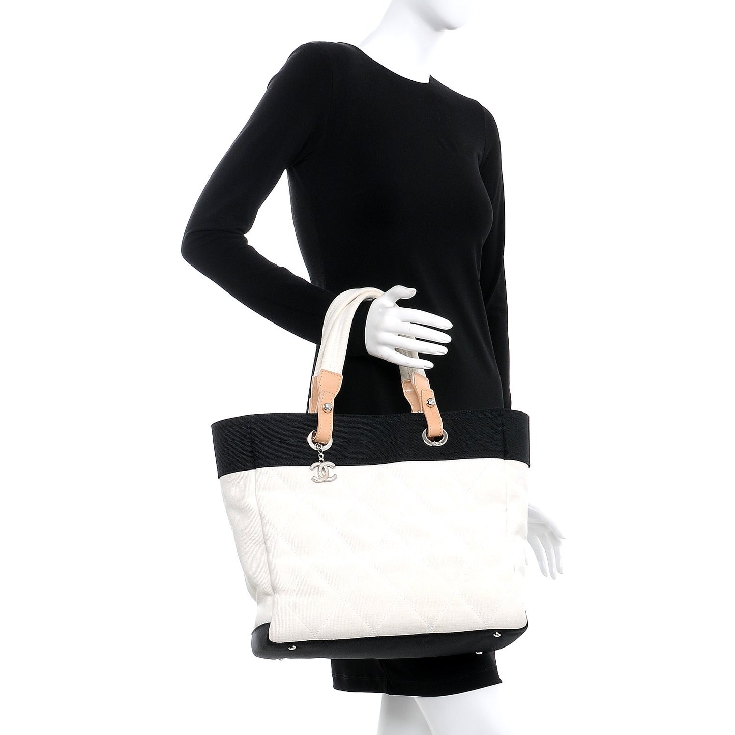 Canvas Large Paris Biarritz Tote White Black