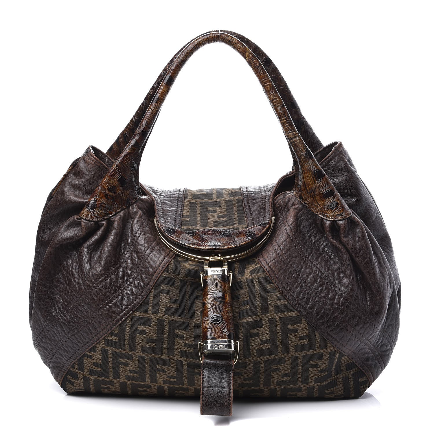 Fendi Zucca Nappa Nuvolata Vitello Tortuga Spy Tobacco Moro 1 of 12
