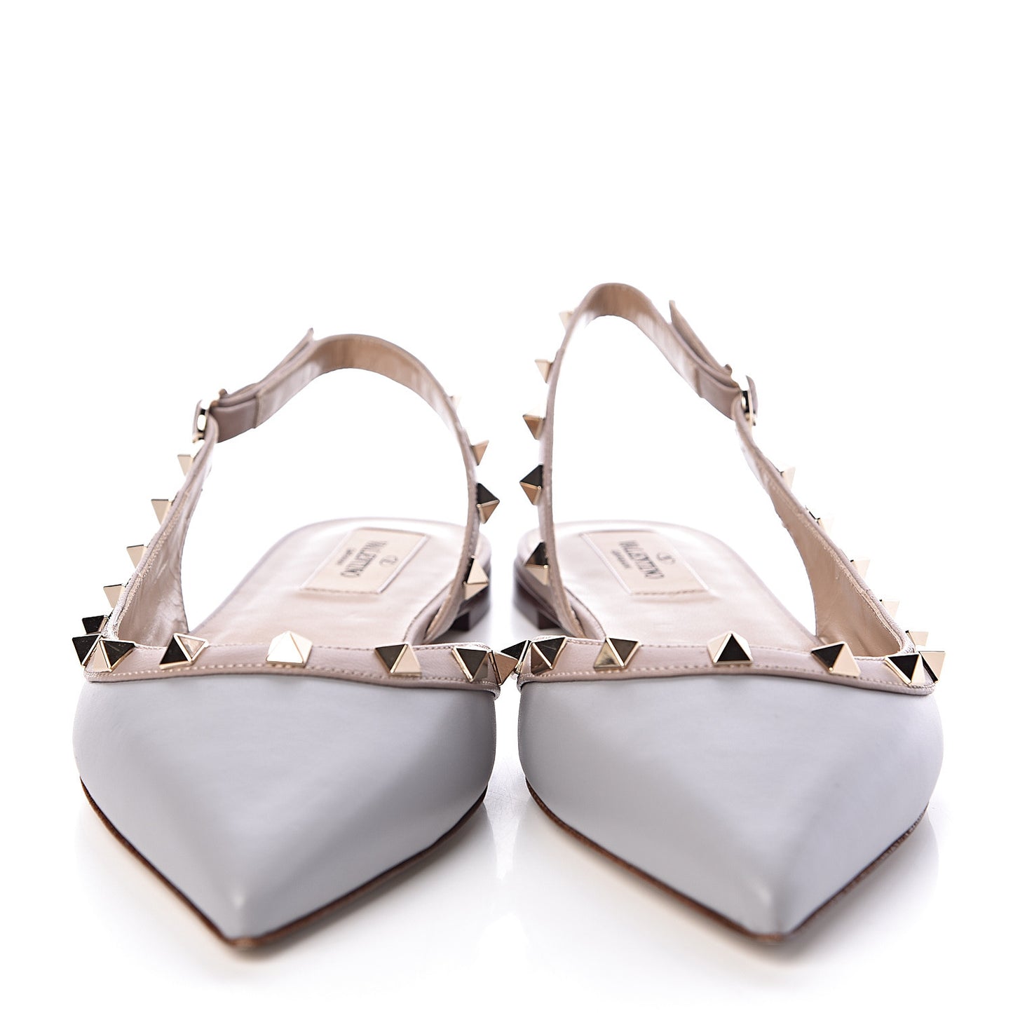 Nappa Rockstud Slingback Flats 38.5 Pastel Grey Poudre