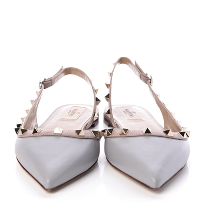 Valentino Garavani Nappa Rockstud Slingback Flats 38.5 Pastel Grey Poudre 2 of 8