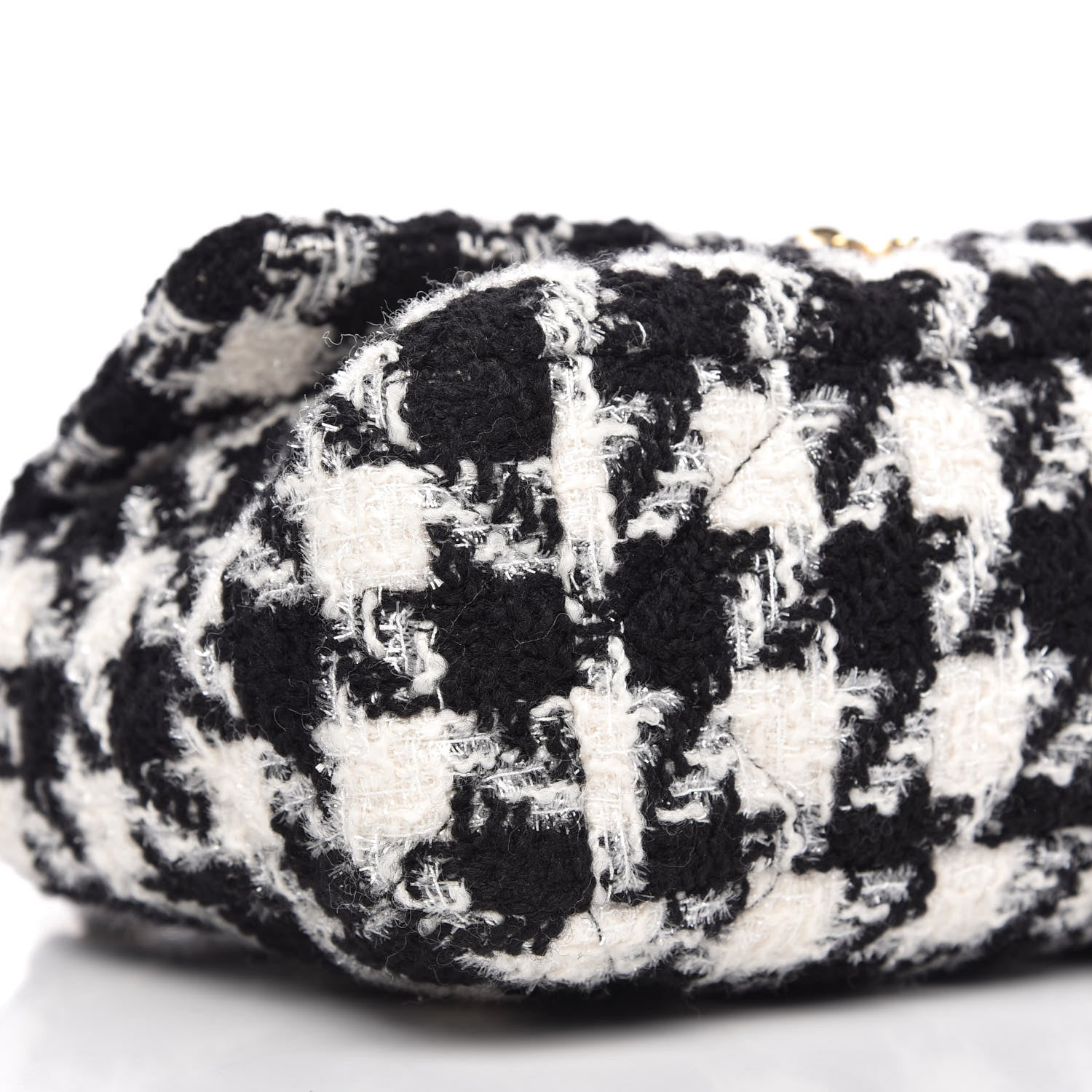 Chanel Tweed Quilted Large Chanel 19 Flap Black Ecru White 6 of 10