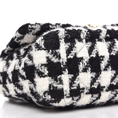 Chanel Tweed Quilted Large Chanel 19 Flap Black Ecru White 6 of 10