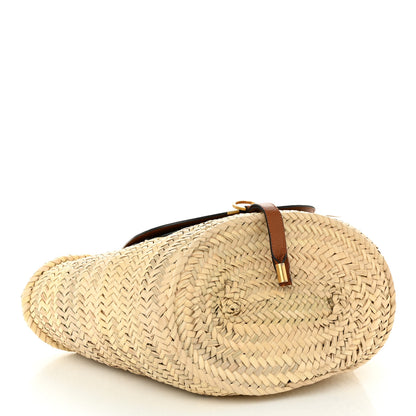 Chloe Raffia Small Grain Calfskin Medium Marcie Basket Tan 4 of 9