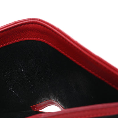 Saint Laurent Grain De Poudre Matelasse Chevron Monogram Zipped Card Case Rouge Eros 8 of 9