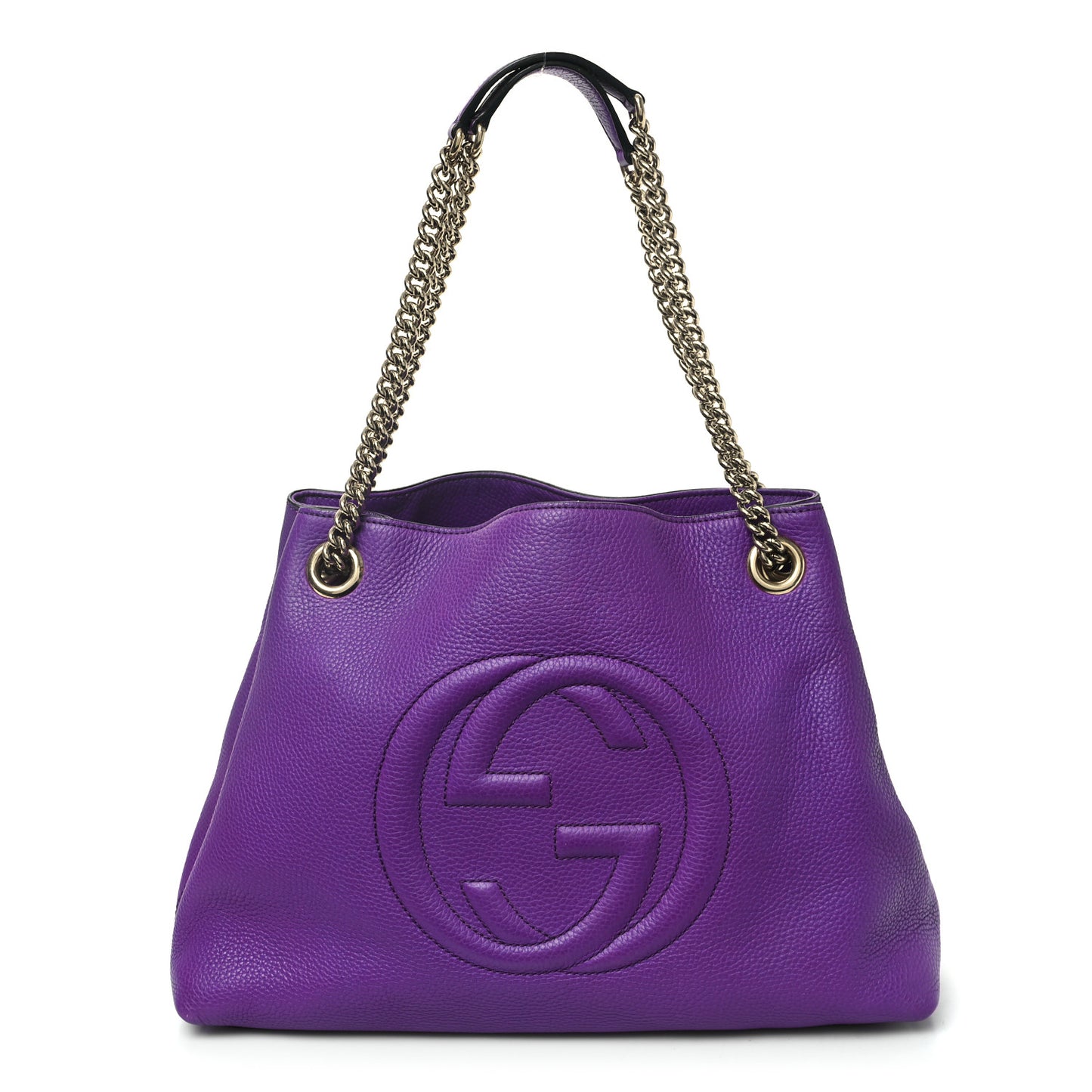 Pebbled Calfskin Medium Soho Chain Shoulder Bag Shine Purple