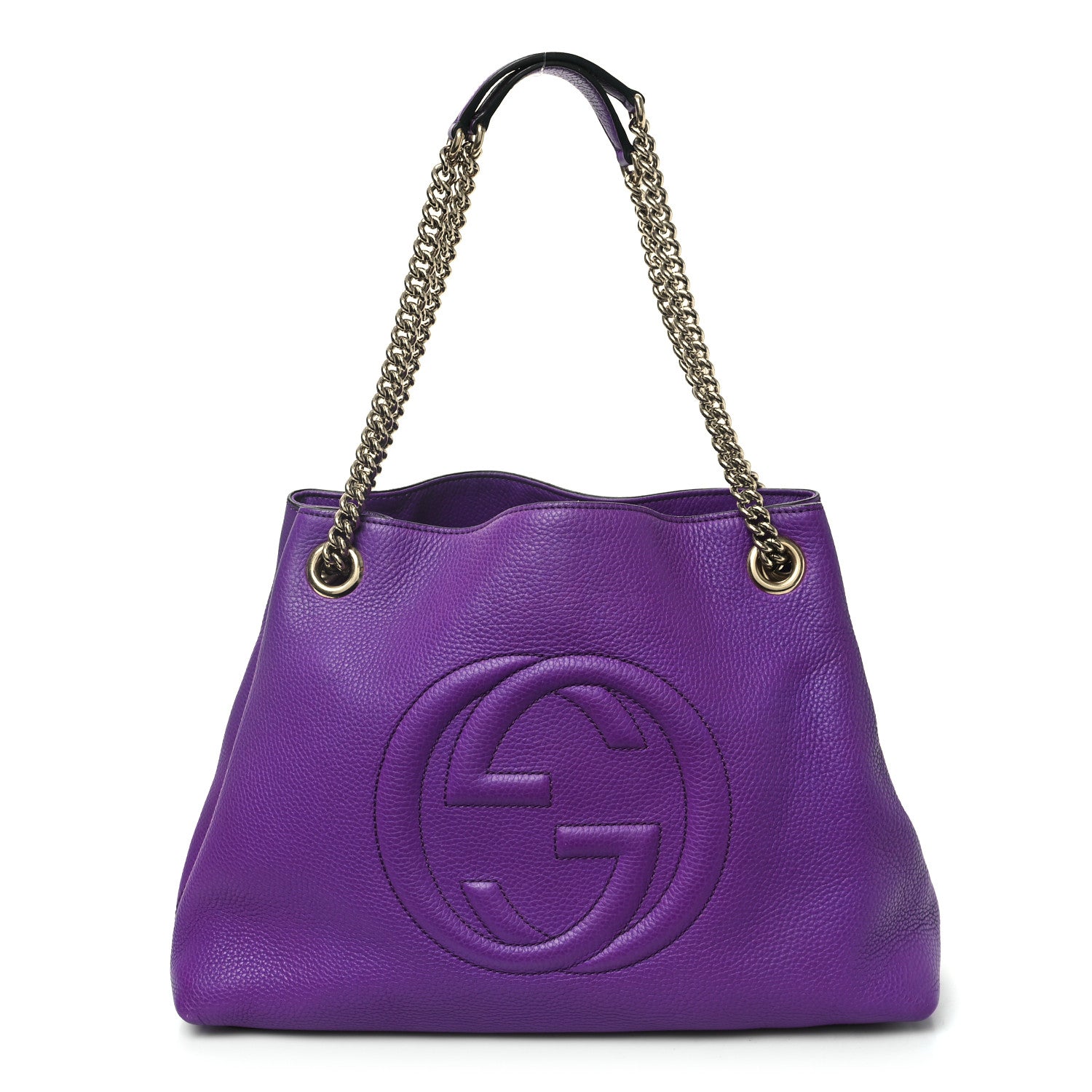 Gucci Pebbled Calfskin Medium Soho Chain Shoulder Bag Shine Purple 1 of 12