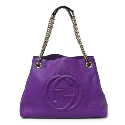 Gucci Pebbled Calfskin Medium Soho Chain Shoulder Bag Shine Purple 1 of 12