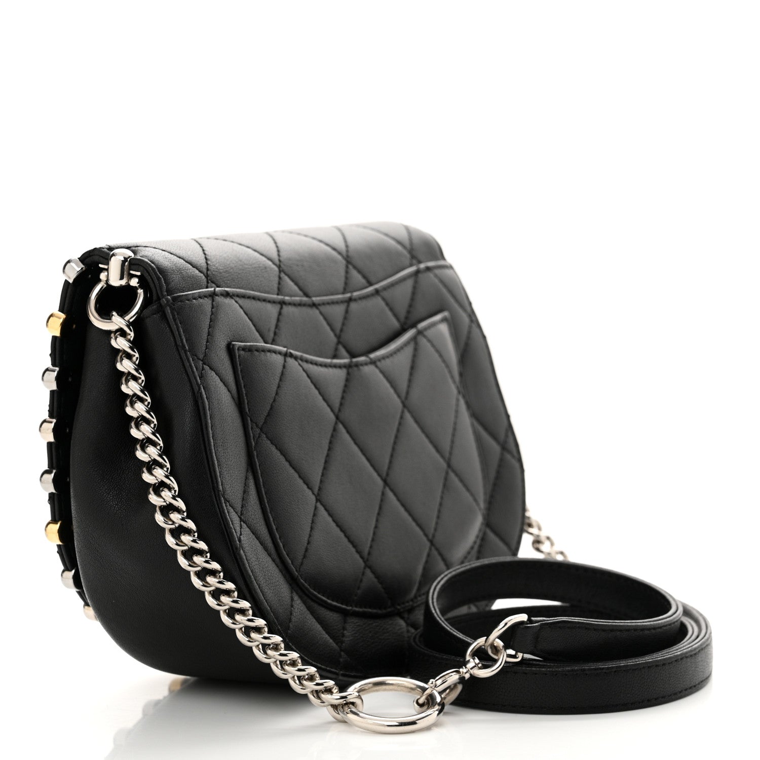 Chanel Lambskin Quilted Small Studded Bubble Flap Black 2 of 10