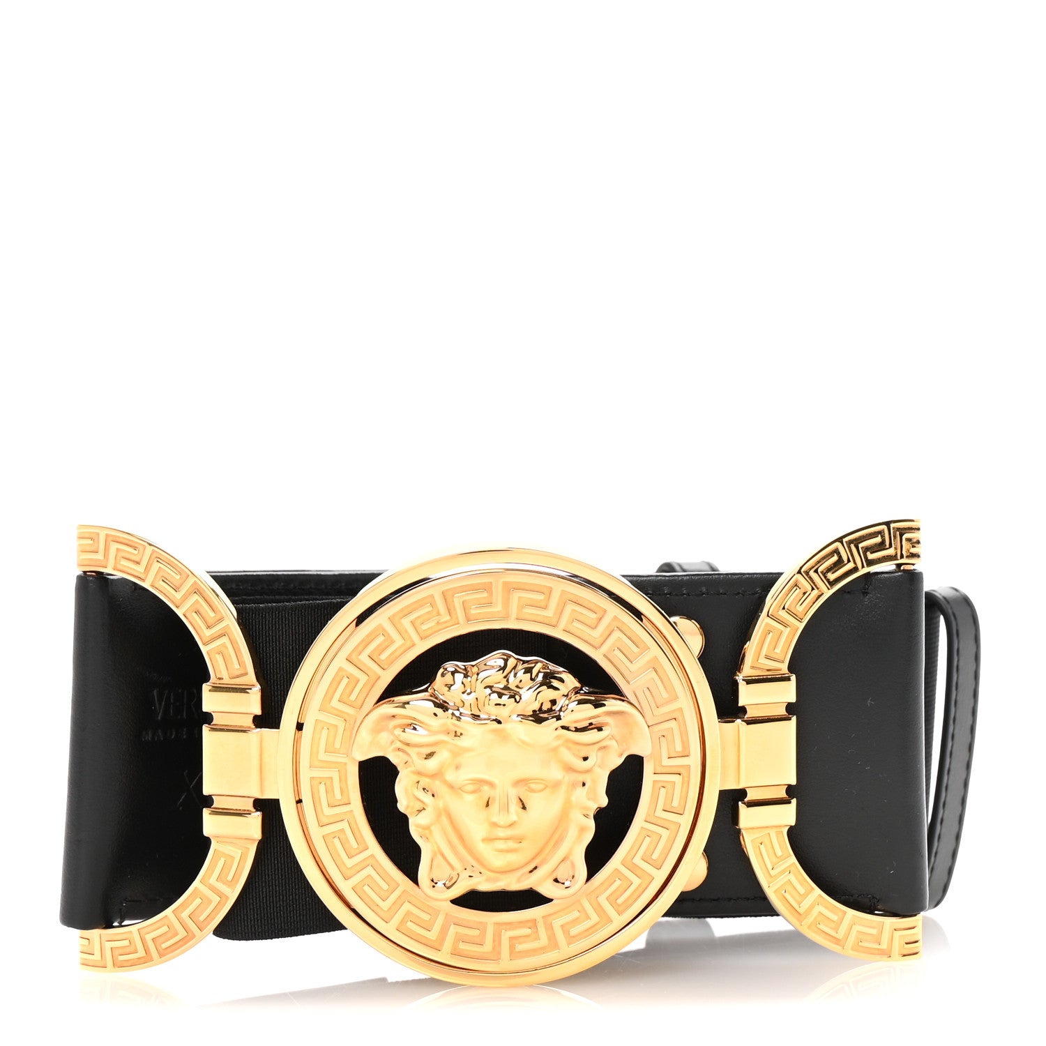 Versace Calfskin Palazzo Medusa '95 Wide Belt XS Black 1 of 3