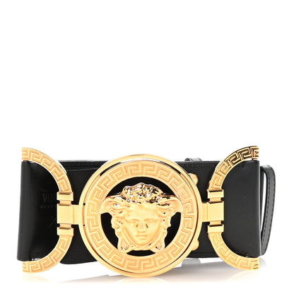 Versace Calfskin Palazzo Medusa '95 Wide Belt XS Black 1 of 3