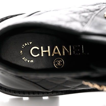 Chanel Shiny Calfskin Quilted Lace Up Combat Boots 38 Black 7 of 11