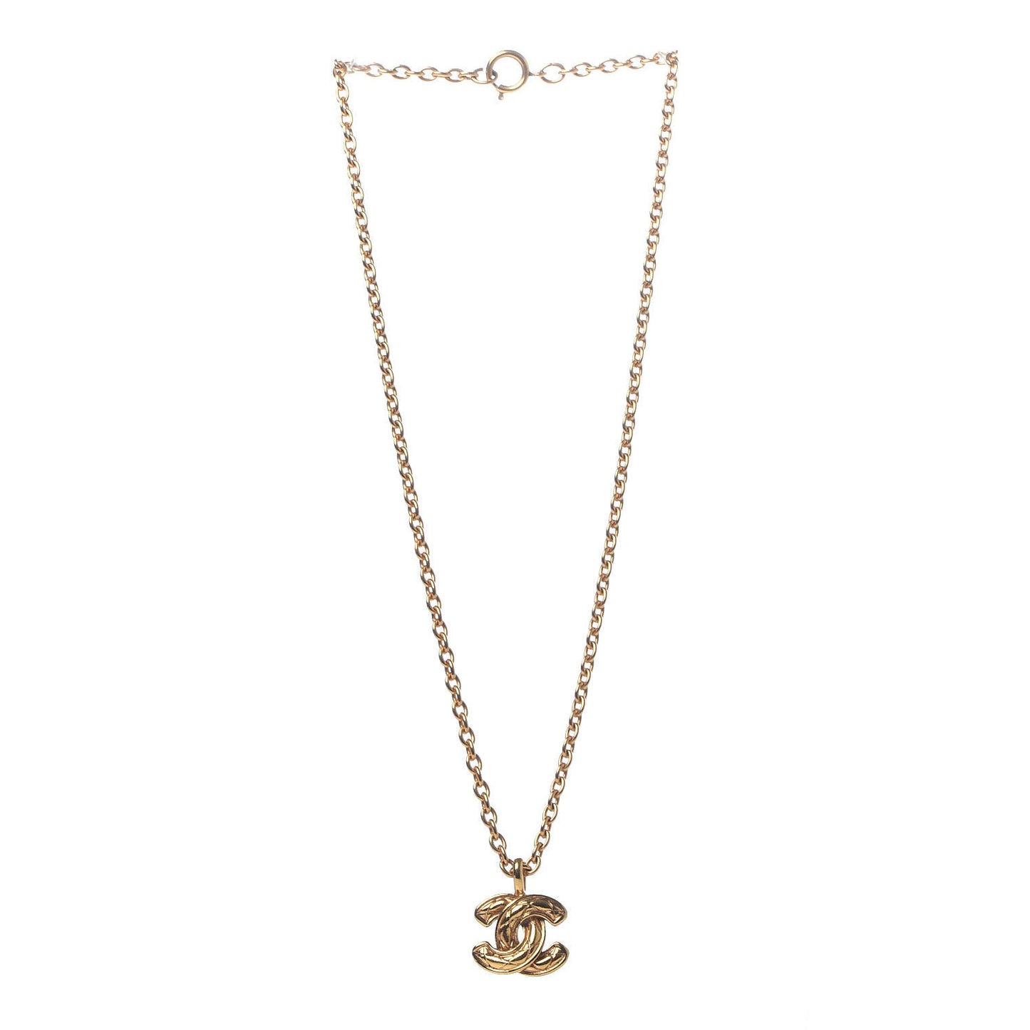 Quilted CC Necklace Gold