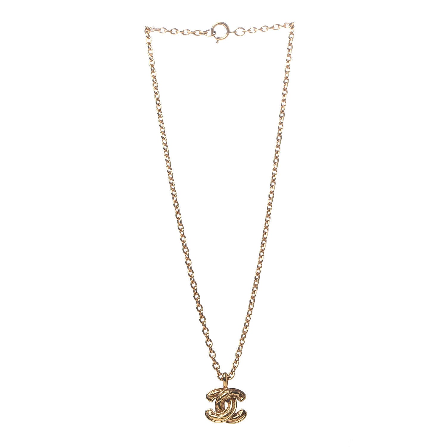 Chanel Quilted CC Necklace Gold 3 of 6