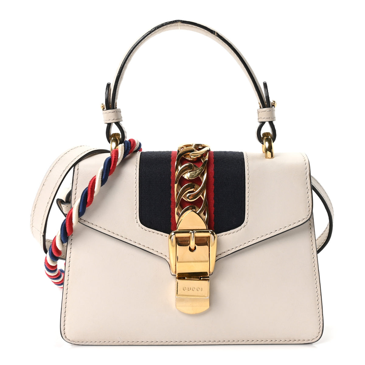 Gucci Calfskin Mini Sylvie Top Handle Bag White 1 of 9