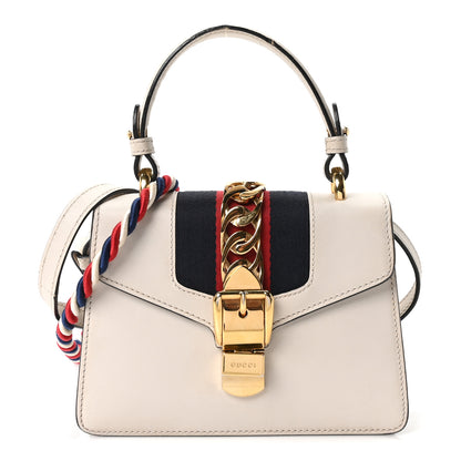 Gucci Calfskin Mini Sylvie Top Handle Bag White 1 of 9