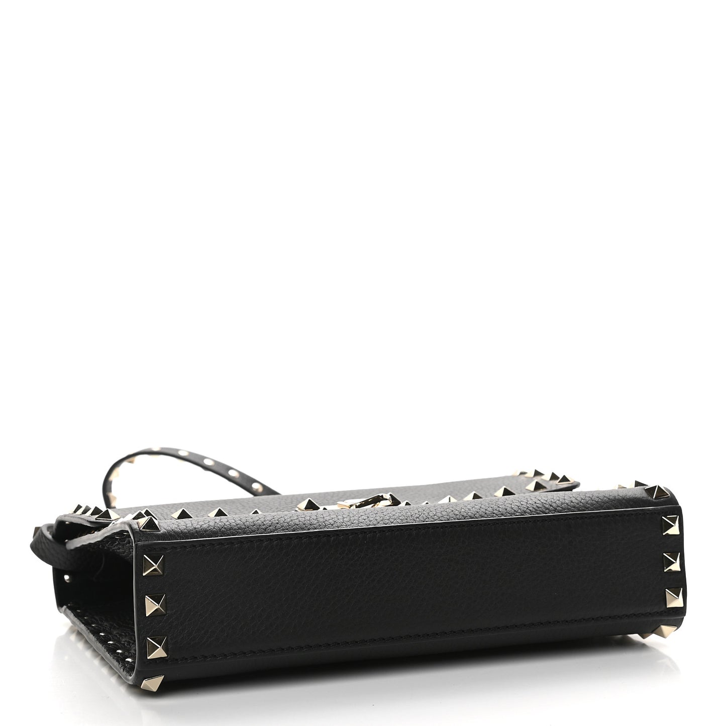 Pebbled Calfskin Medium Rockstud Flip Lock Crossbody Bag Black