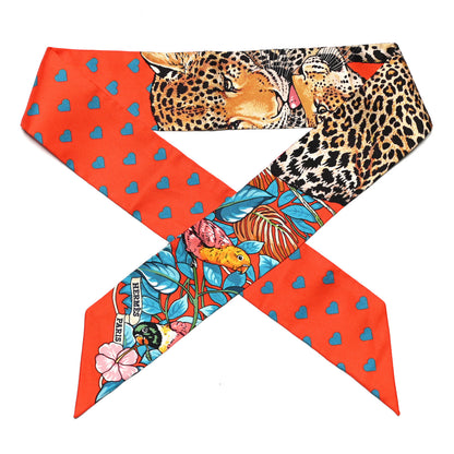 Hermes Silk Jungle Love Love Twilly Orange Bleu Brun 1 of 4