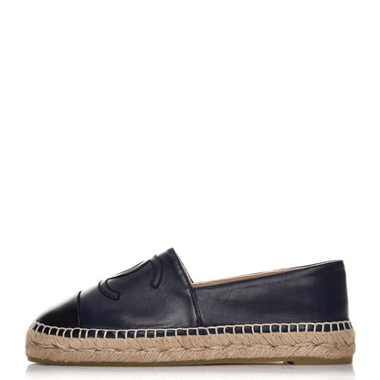 Chanel Lambskin CC Espadrilles 36 Navy Black 1 of 10