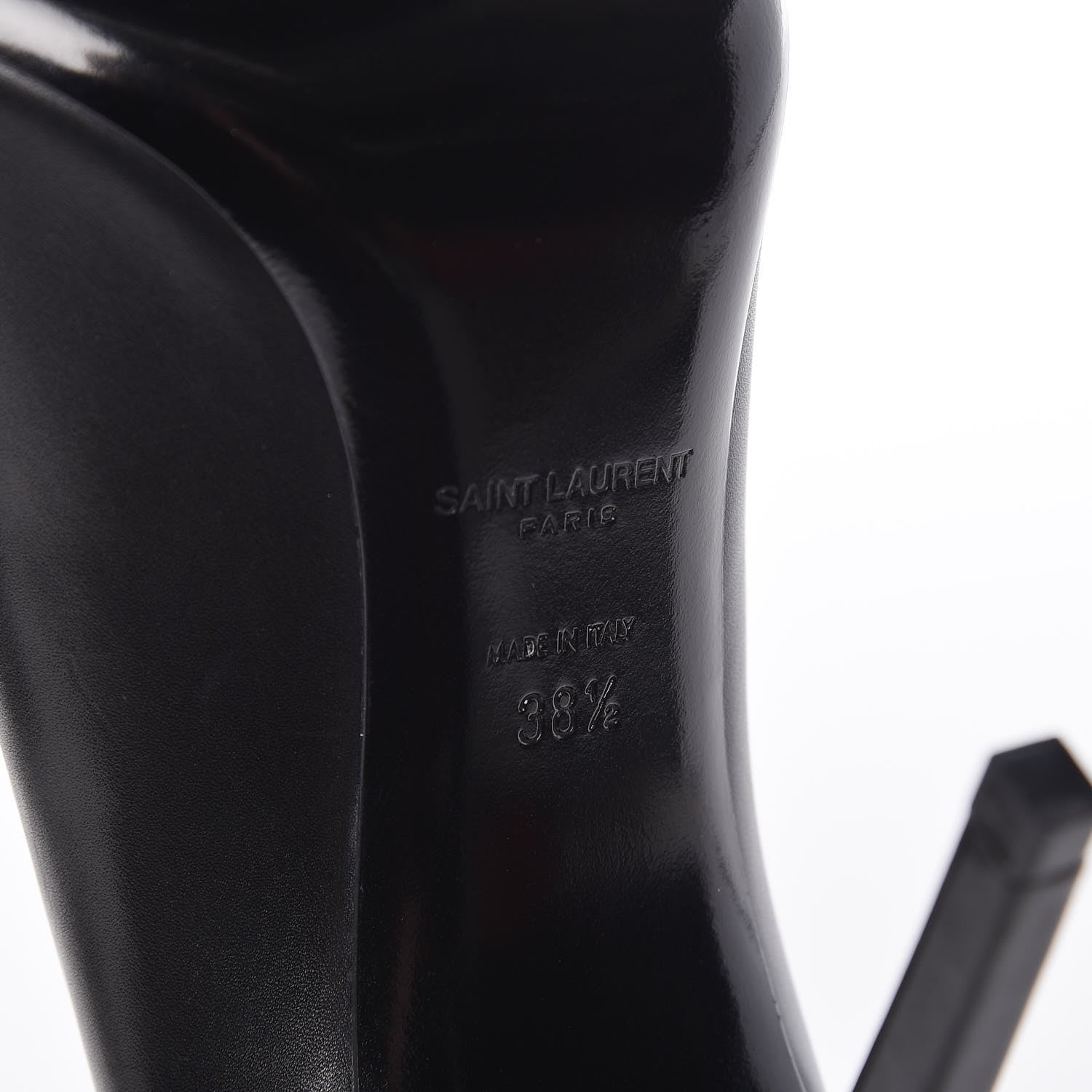 Saint Laurent Calfskin Bi-Color Cap Toe 105 Pumps 38.5 Black Porcellana 5 of 12
