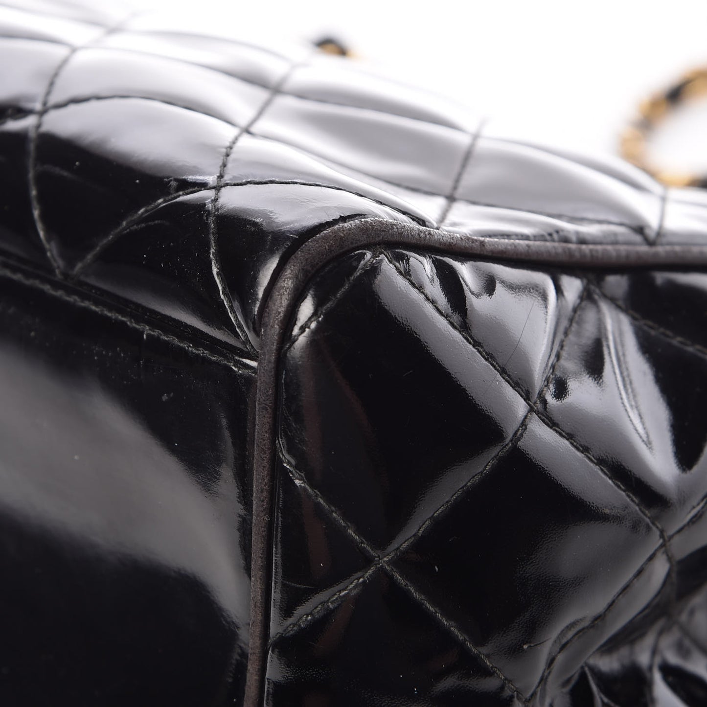 Patent Quilted Tote Black