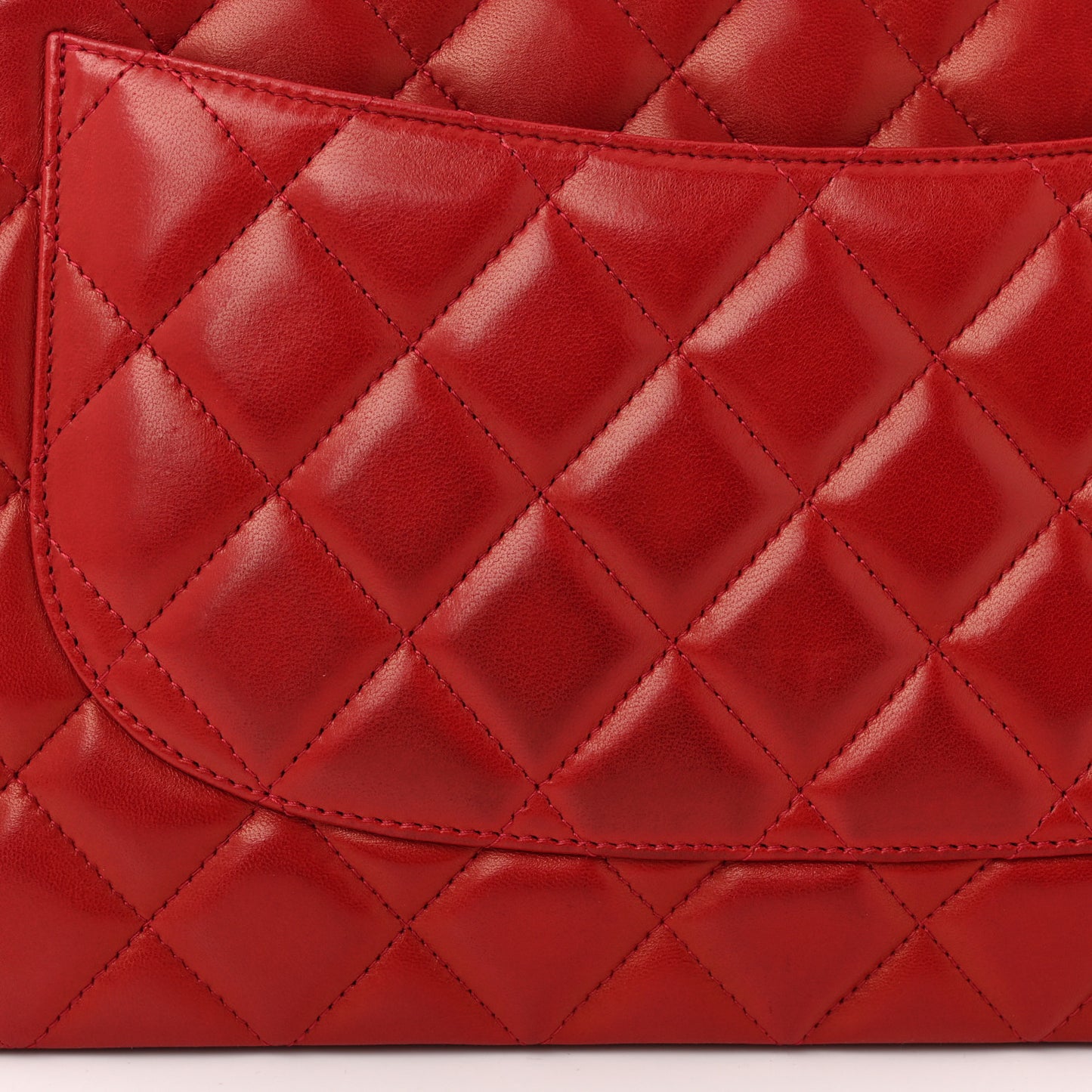 Lambskin Quilted Jumbo Single Flap Red