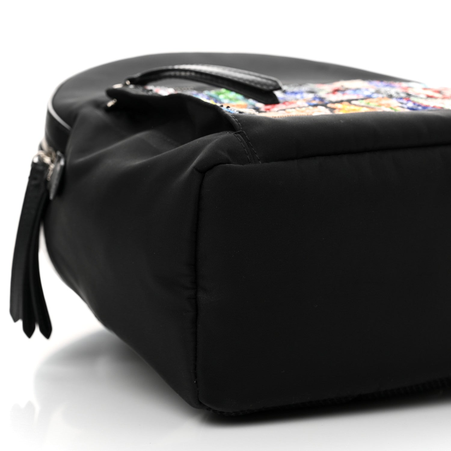 Fendi Nylon Vitello Liberty Sequin Fun Fair Embroidered Backpack Black 9 of 12