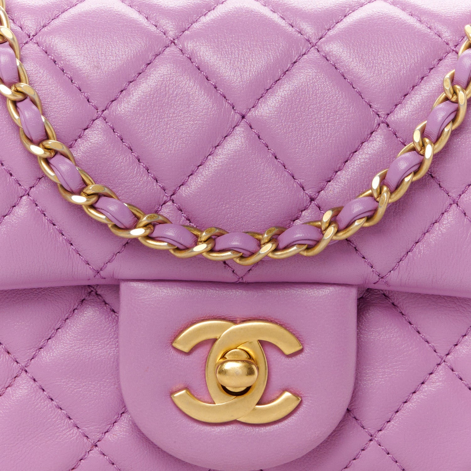 Chanel Lambskin Quilted Mini Rectangular Pearl Crush Flap Purple 9 of 11