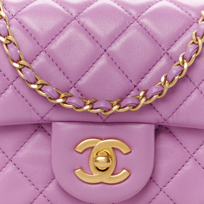 Chanel Lambskin Quilted Mini Rectangular Pearl Crush Flap Purple 9 of 11