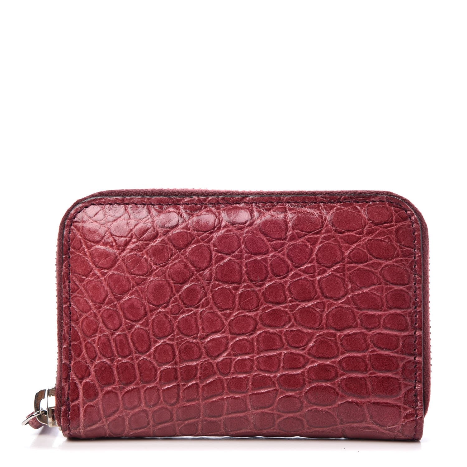Gucci Crocodile Zip Around Card Case Cherry Gloss 1 of 8